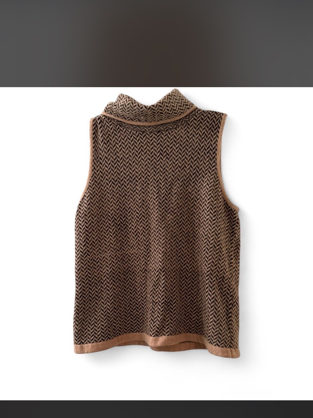 Liz Claiborne Brown Patterned Sleeveless Turtleneck Sweater Vest